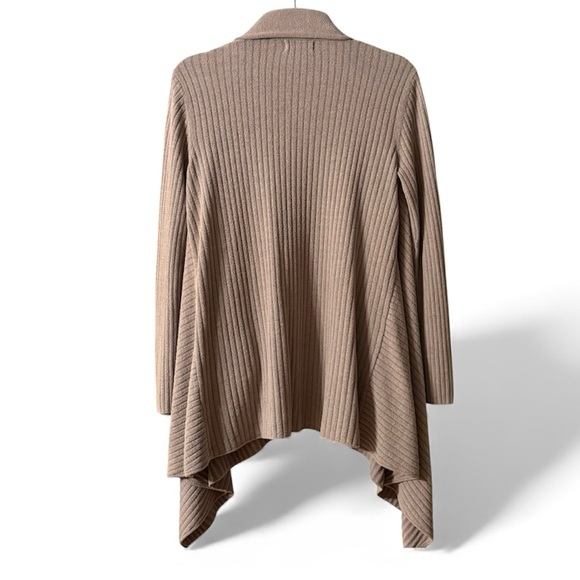 Barefoot Dreams CozyChic Ultra Lite Ribbed Draped Shawl Collar Cardi Medium - Picture 2 of 8